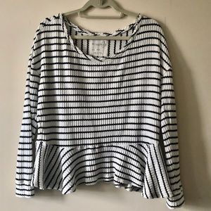 Free People Striped Long Sleeve with Peplum